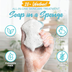 Spongeables lather in hand demonstrating creamy soap release benefit