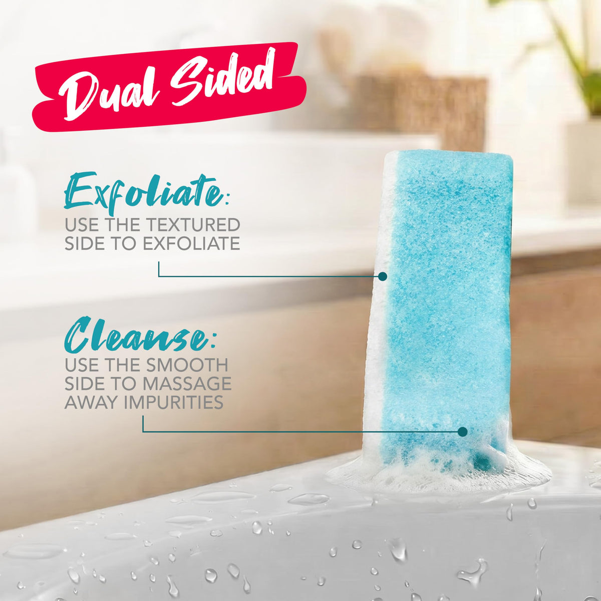 Spongeables sea salt beside a ruler size comparison showing compact travel-ready sponge