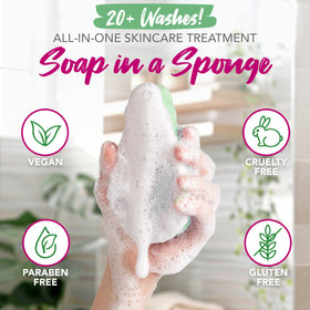 Spongeables soft side releasing creamy lather for gentle cleansing