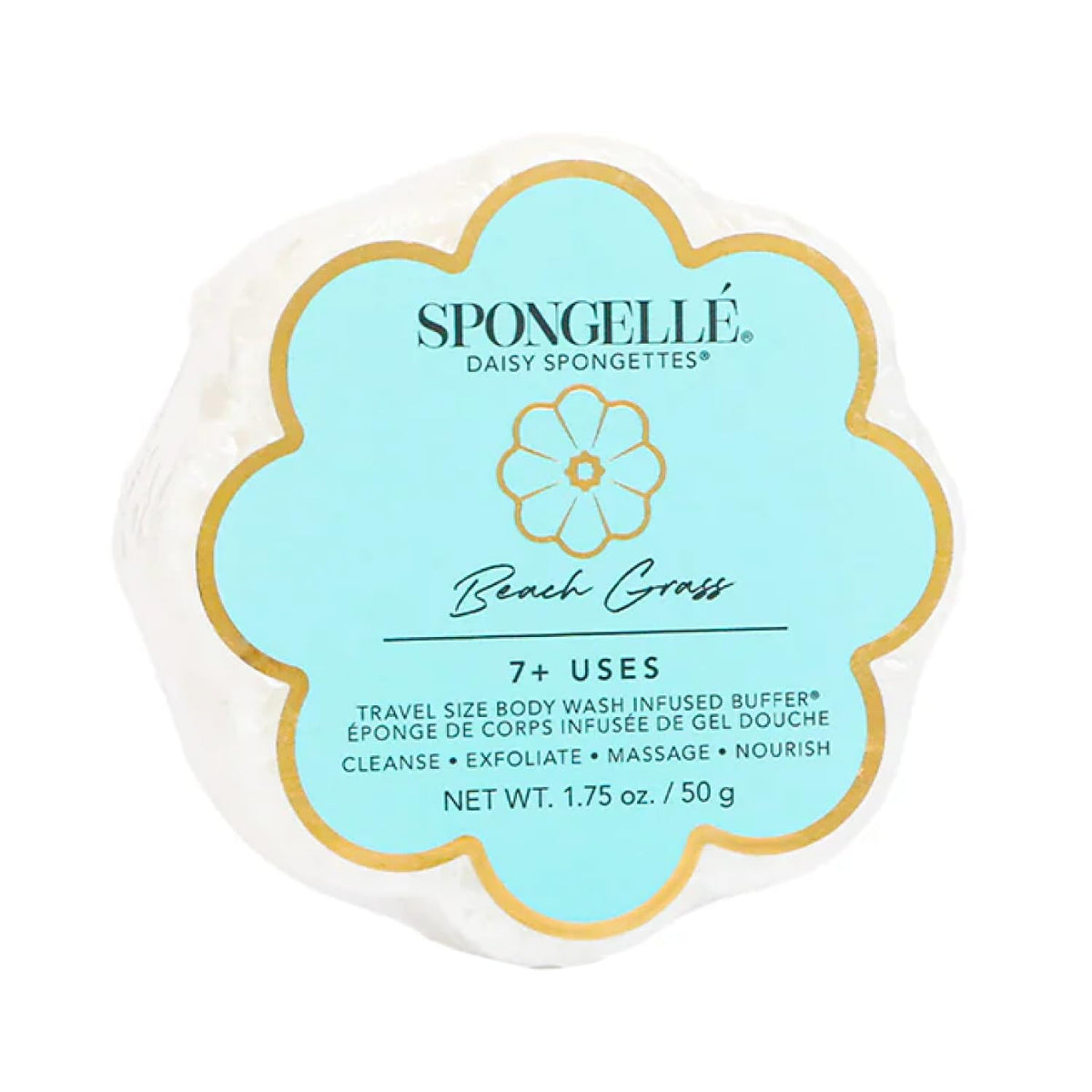 SPONGELLÉ front packaging showing Beach Grass Daisy Spongette, highlights convenience