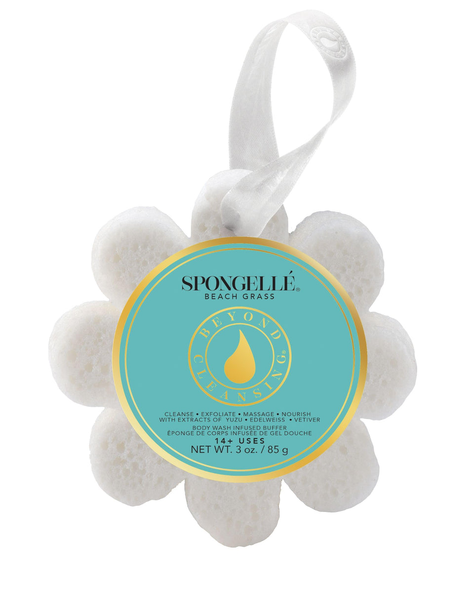 SPONGELLÉ front packaging showing Beach Grass Wild Flower and benefit of built-in wash