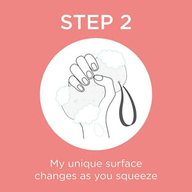 SPONGELLÉ sponge producing creamy lather in shower for effective cleansing benefit