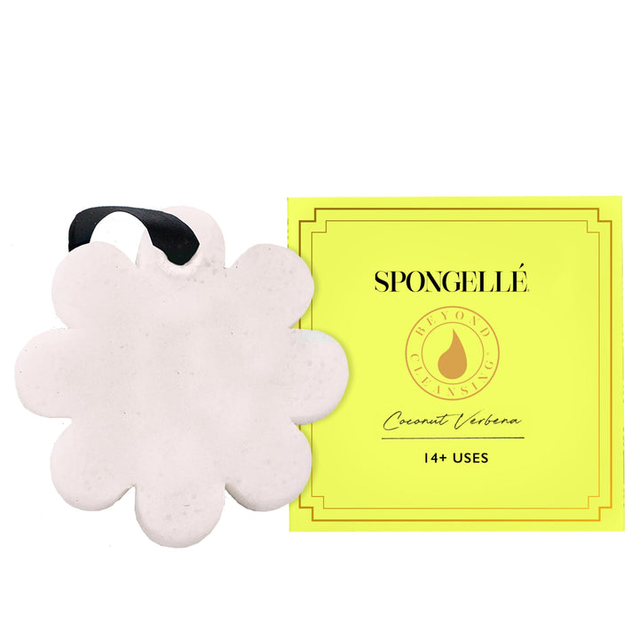 SPONGELLÉ front packaging showing coconut verbena sponge and box, attractive gift presentation