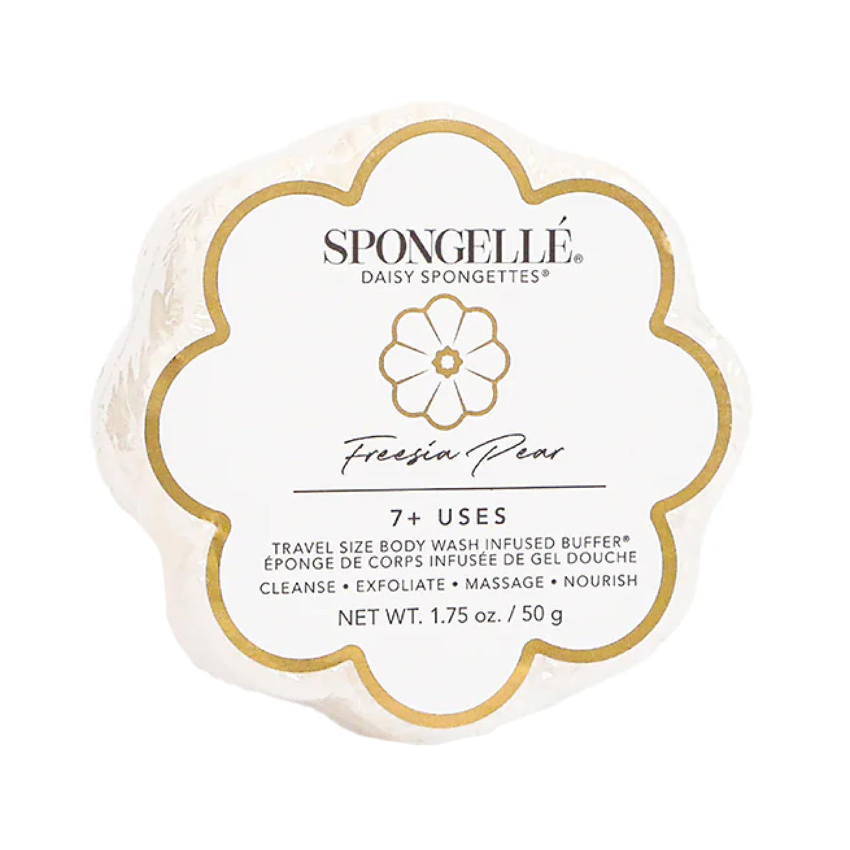 SPONGELLÉ front packaging showing spongette and fragrance imagery benefits easy travel