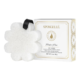SPONGELLÉ front boxed freesia pear buffer showing gift packaging and scent