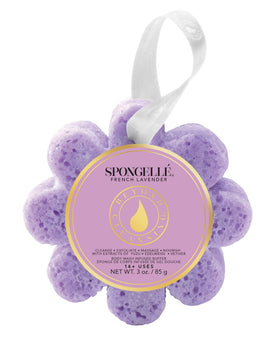SPONGELLÉ front view showing French Lavender Wild Flower sponge and built-in wash benefit