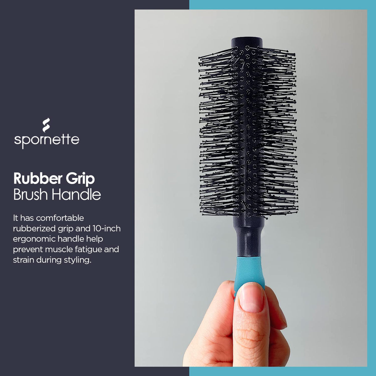 SPORNETTE brush in use with blow dryer for faster drying