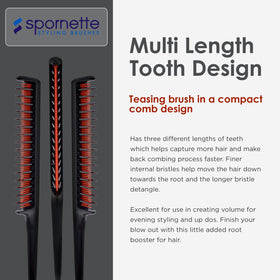 SPORNETTE tapered rat-tail handle detail enables precise sectioning and neat parting benefits