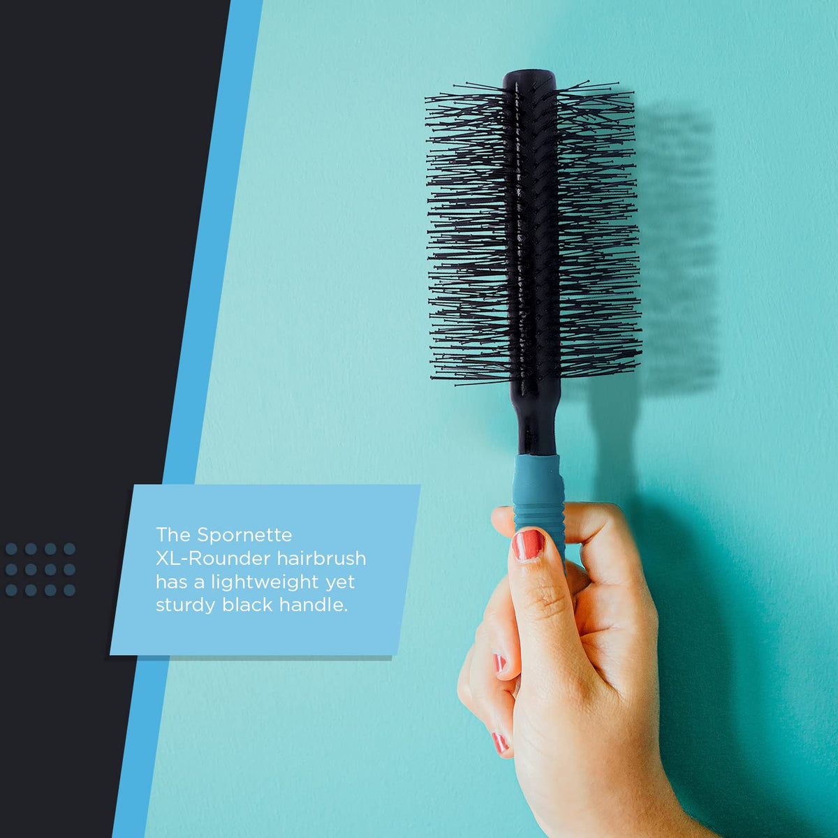 SPORNETTE rubberized textured handle close-up for comfortable grip and reduced hand fatigue