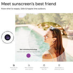 SPOTMYUV sticker submerged briefly showing water resistance during pool play benefit
