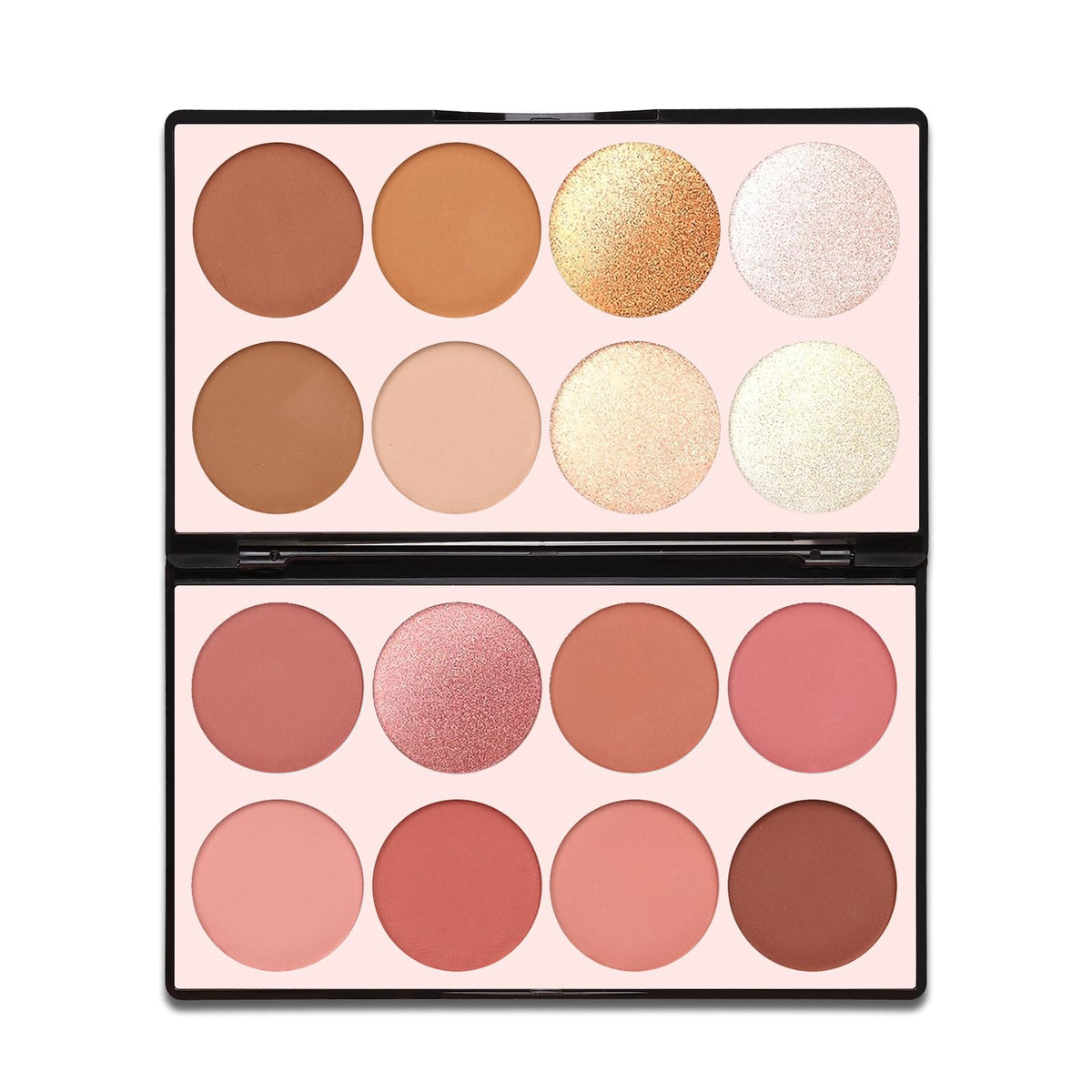 SPRINGSKY front view of open palette showing 16 colors and organized pans for travel convenience