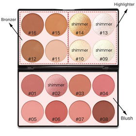 SPRINGSKY flatlay of all 16 shades to display color range for easy look selection