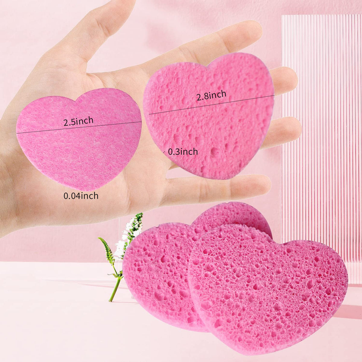Spunspon sponge held in hand to show scale and easy grip for precise facial use