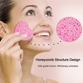 Spunspon sponge removing facial mask demonstrating gentle exfoliation and cleanup benefit