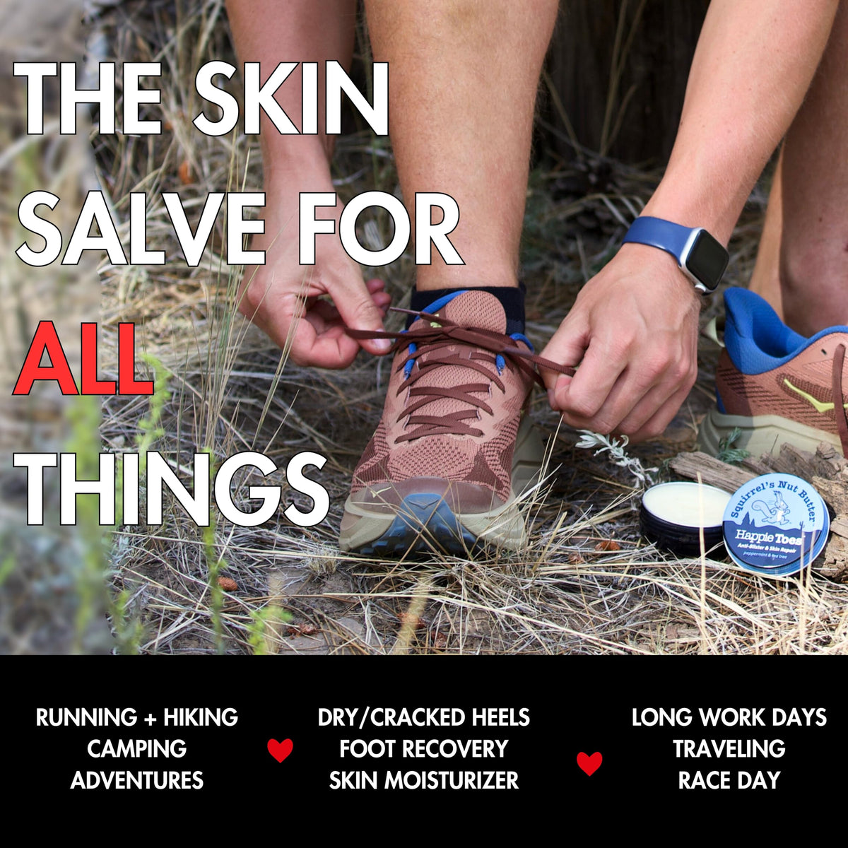 Squirrel's Nut Butter used with shoes showing reduced friction and comfort