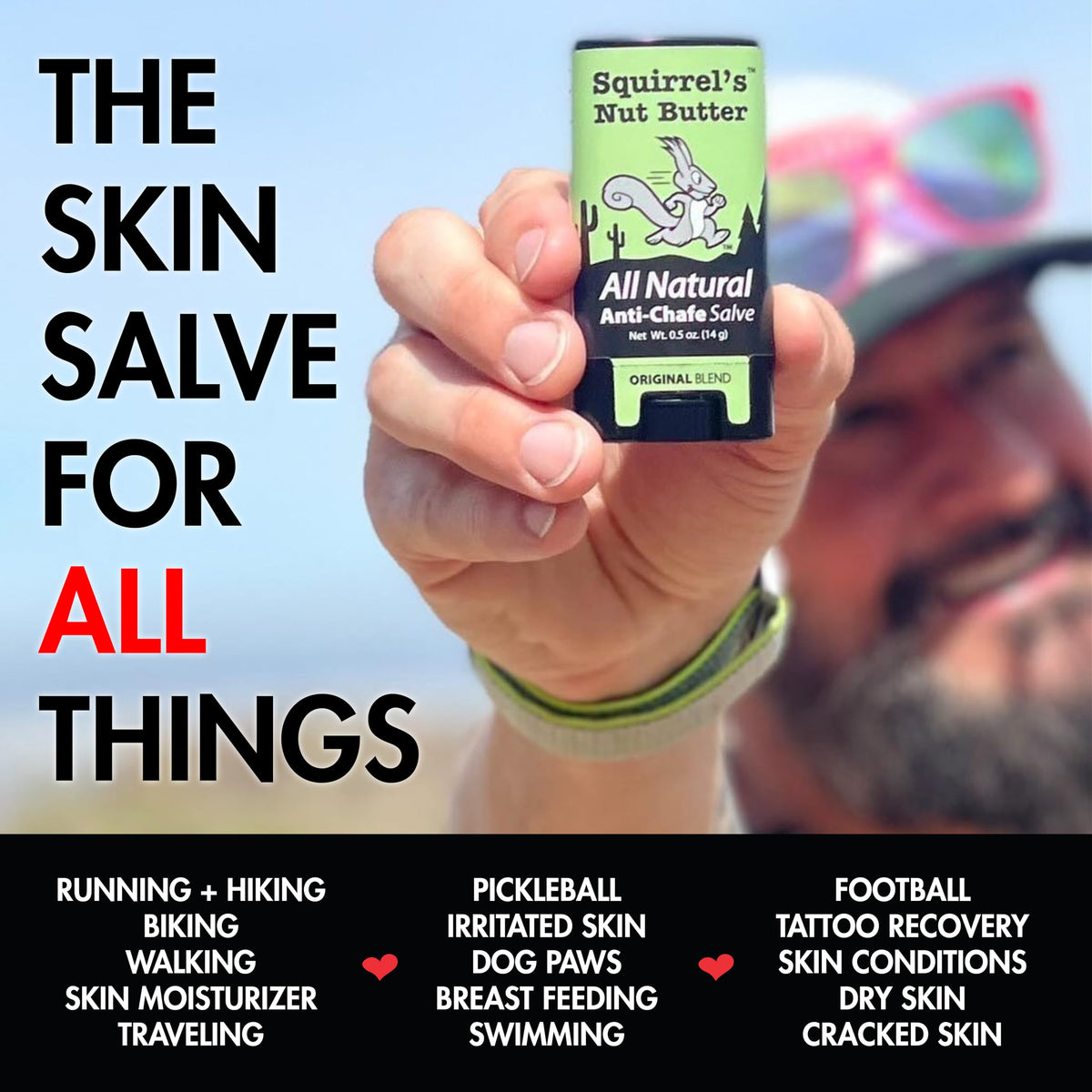 Squirrel's Nut Butter in a trail runner's hand during a scenic outdoor run