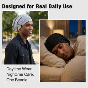 srevela sleep cap on pillow demonstrating size and comfortable fit