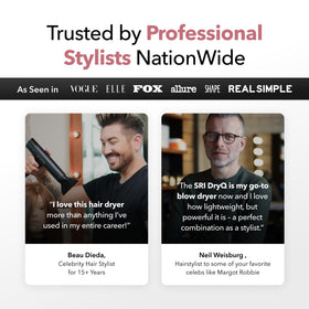 Skin Research Institute dryq styling in use demonstrating smooth, frizz-reduced finish