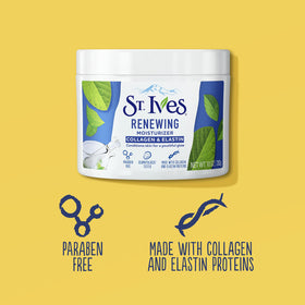 St. Ives jar next to hand for 10 oz size and long-lasting supply
