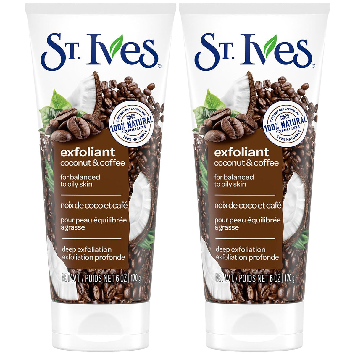 St. Ives front packaging showing two tubes and energizing benefit