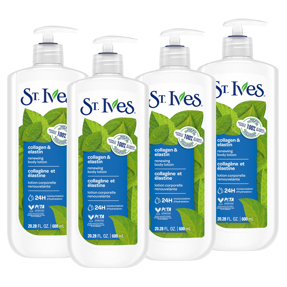St. Ives front pump bottle showing label and large 21 fl oz size benefit