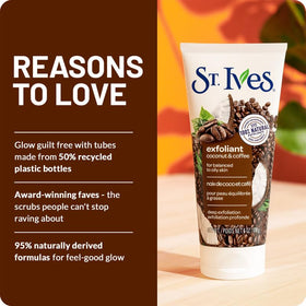 St. Ives ingredient label close-up showing paraben-free, vegan benefit