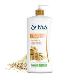 St. Ives lotion being pumped into hand to show smooth application and instant comfort