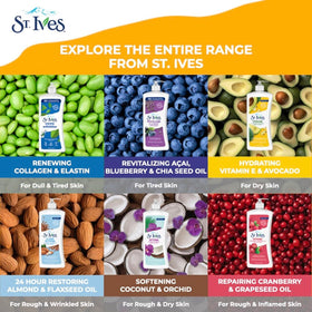 St. Ives lotion on bathroom shelf in lifestyle setting promoting daily use