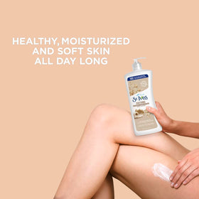 St. Ives pump dispensing lotion into hand for quick, non-greasy application