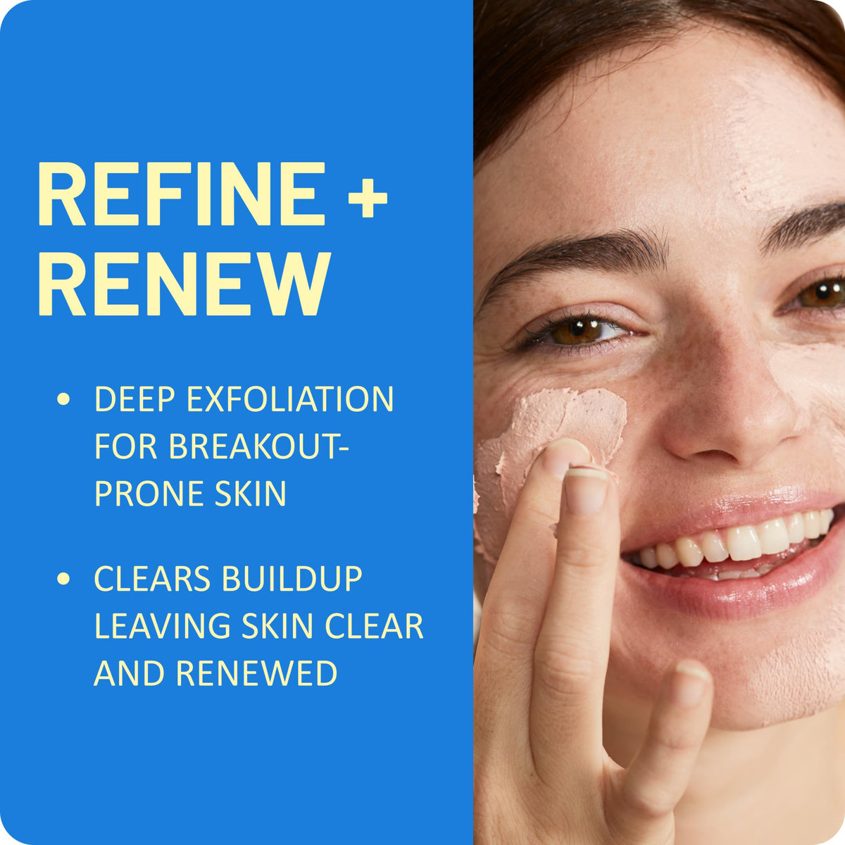 St. Ives scrub in use washing face to unclog pores and reduce breakouts