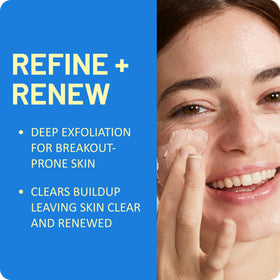 St. Ives scrub in use washing face to unclog pores and reduce breakouts