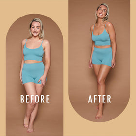 St. Moriz application with tanning mitt demonstrating streak-free bronze