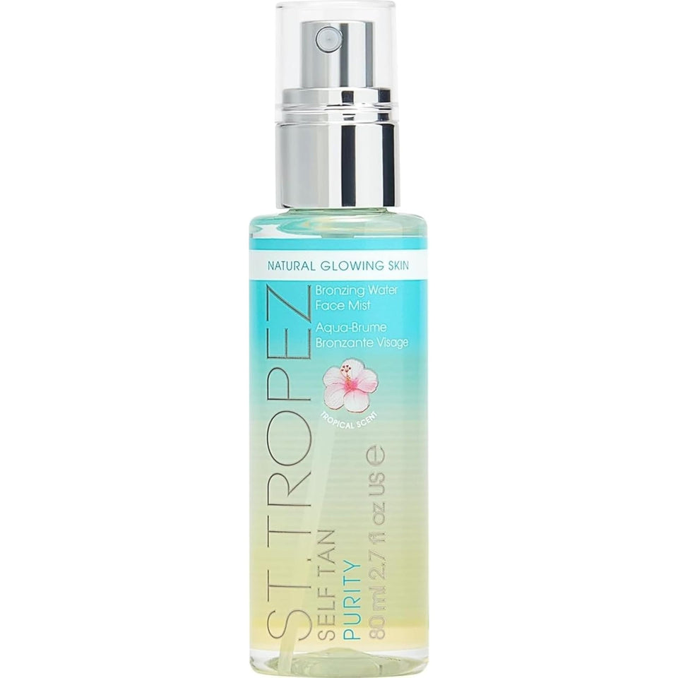 St.Tropez bottle front view showing branding and compact size for travel