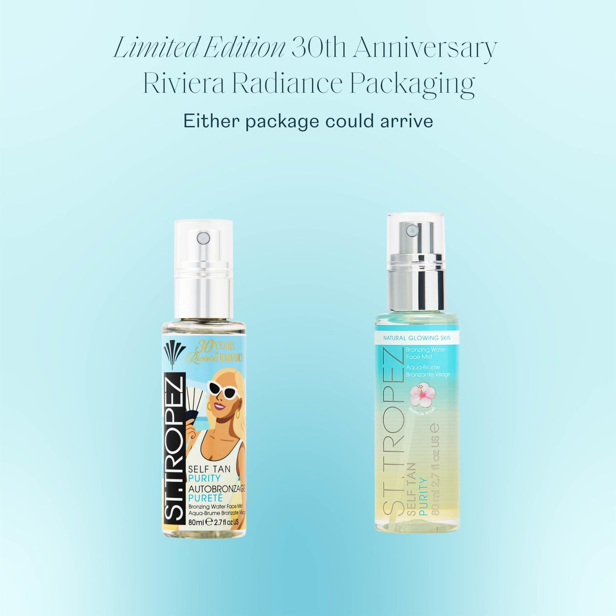 St.Tropez mist spraying fine droplets for even, quick-drying application