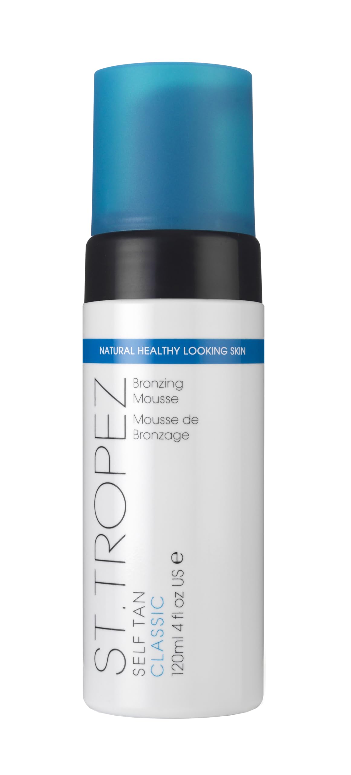 St.Tropez mousse front packaging shows bottle and label for easy identification and benefits