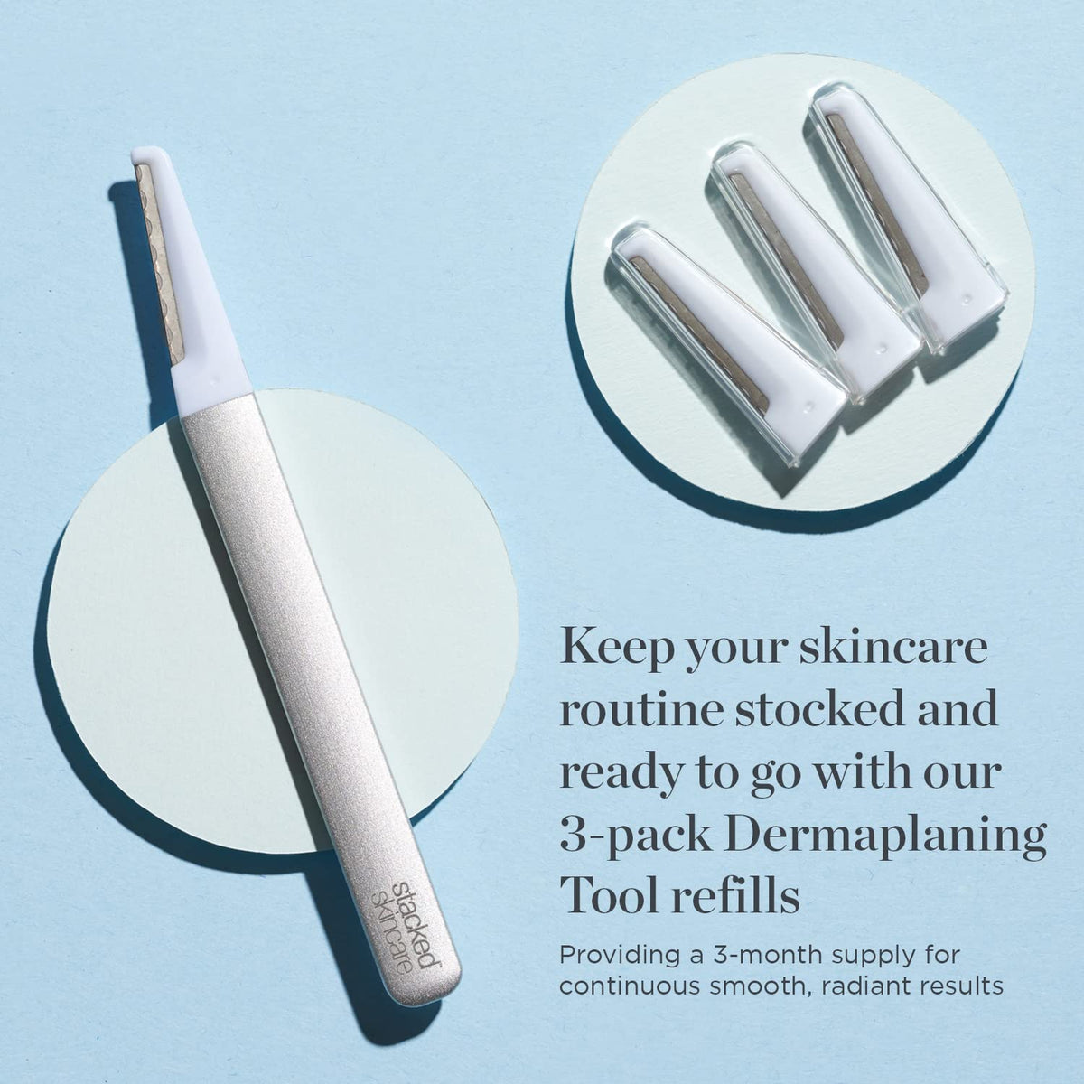StackedSkincare close-up of razor edge highlighting precise cutting for gentler exfoliation