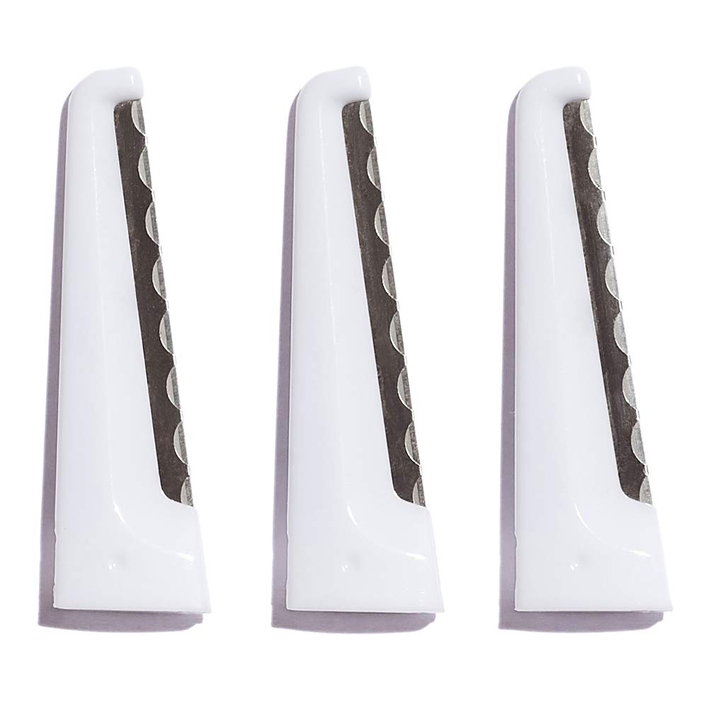 StackedSkincare front view of three replacement blade heads showing neat packaging and easy storage benefit