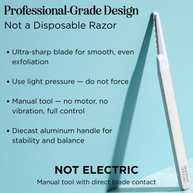 StackedSkincare replaceable blade detail showing sharp edge for precise exfoliation
