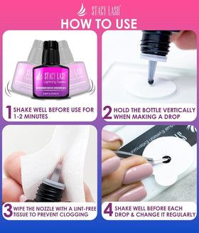 STACY LASH aftercare kit with bottle emphasizing long retention support