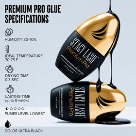 STACY LASH black adhesive dispense on applicator demonstrating quick tack and strong bond