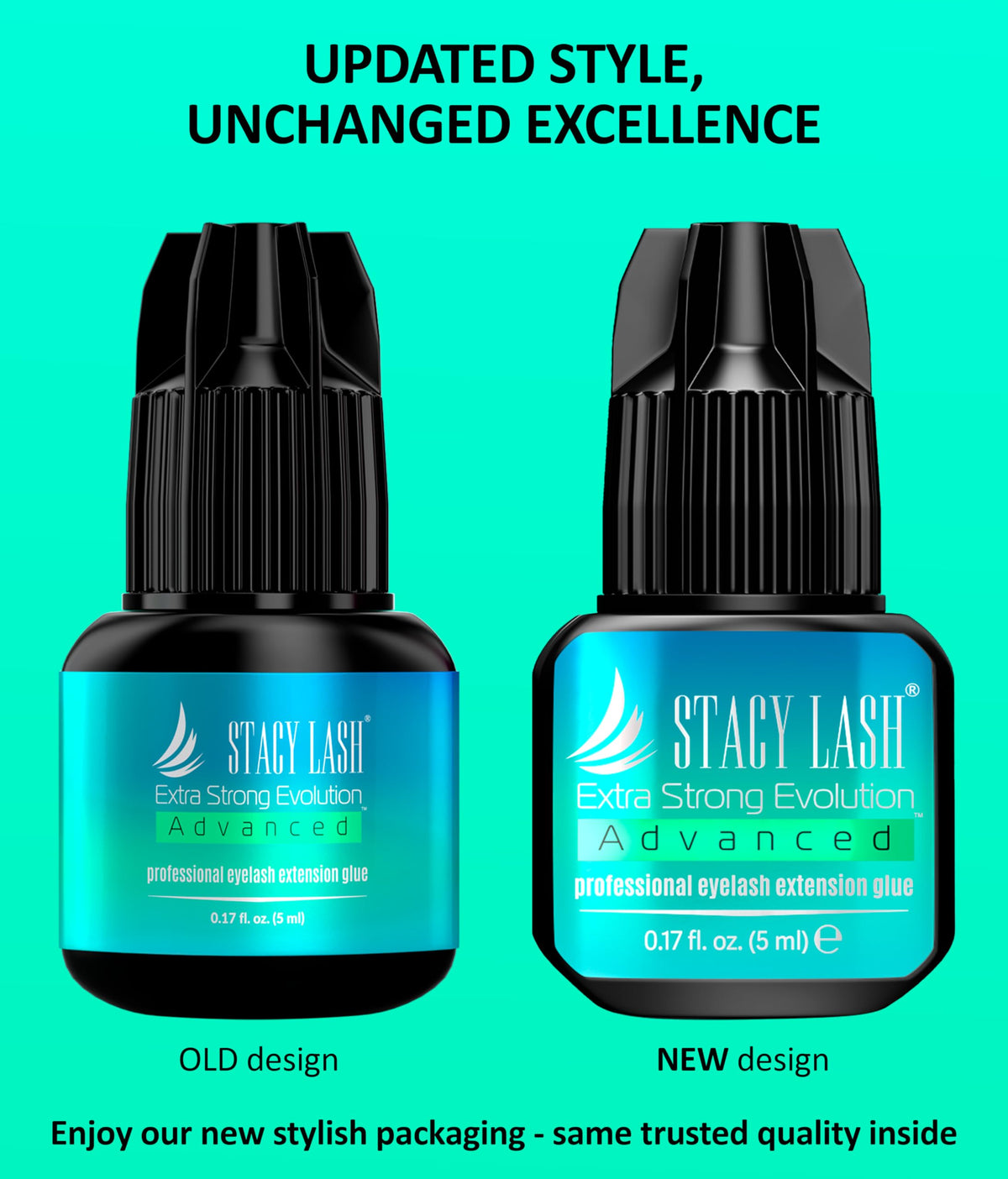 STACY LASH black adhesive drop illustrating fast tack and bond