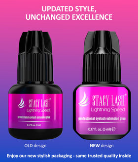 STACY LASH black adhesive droplet on white background illustrating rich pigment and strong bond