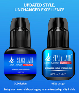 STACY LASH black glue drop demonstrating fast 0.5–1s drying advantage