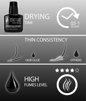 STACY LASH bottle next to ruler showing 10 ml size for salon use