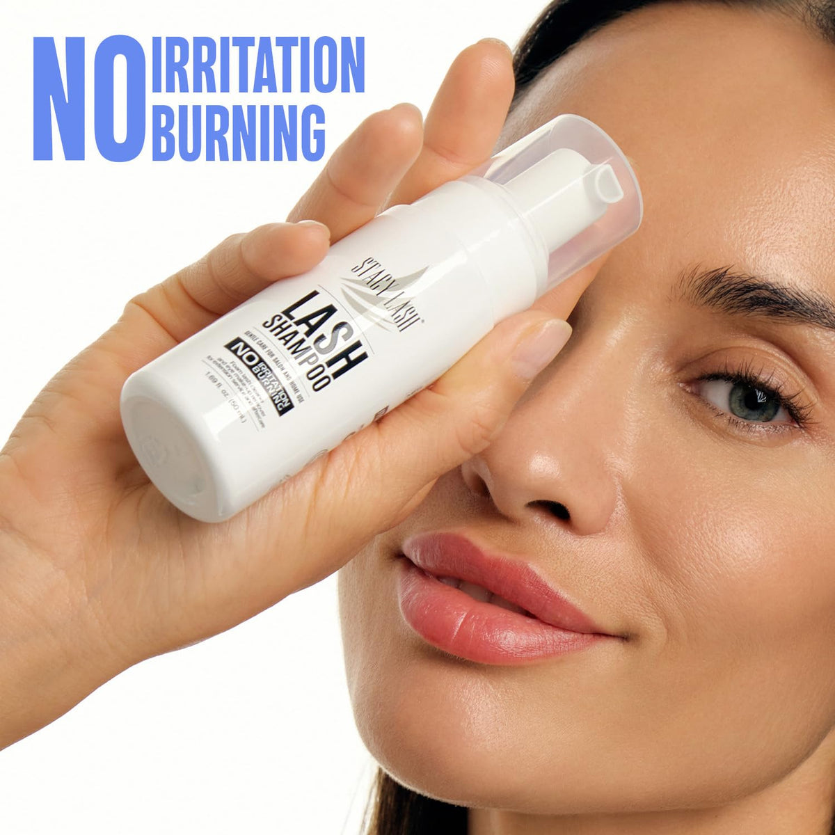STACY LASH cap and dispenser close-up, easy controlled application benefit