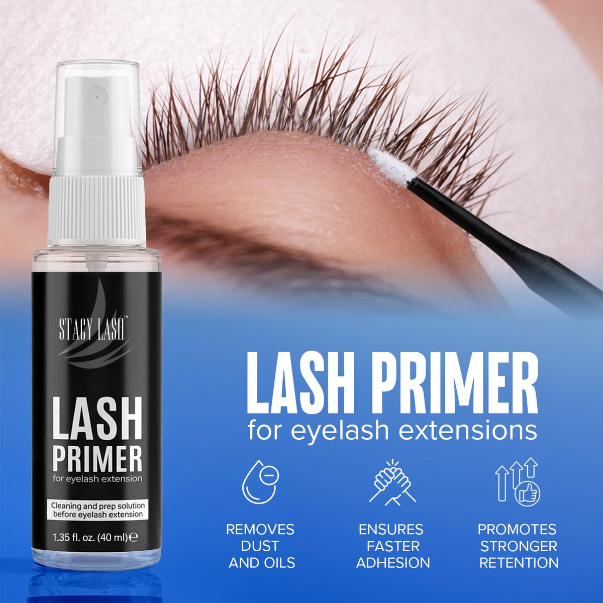 STACY LASH capped spray top detail highlighting secure seal and spill prevention