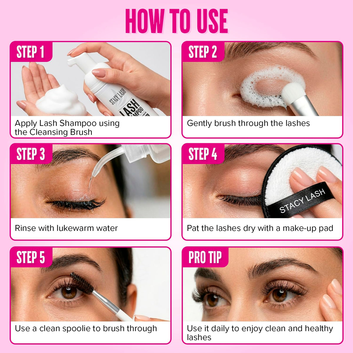 STACY LASH textured cleansing pad detail to dislodge debris gently