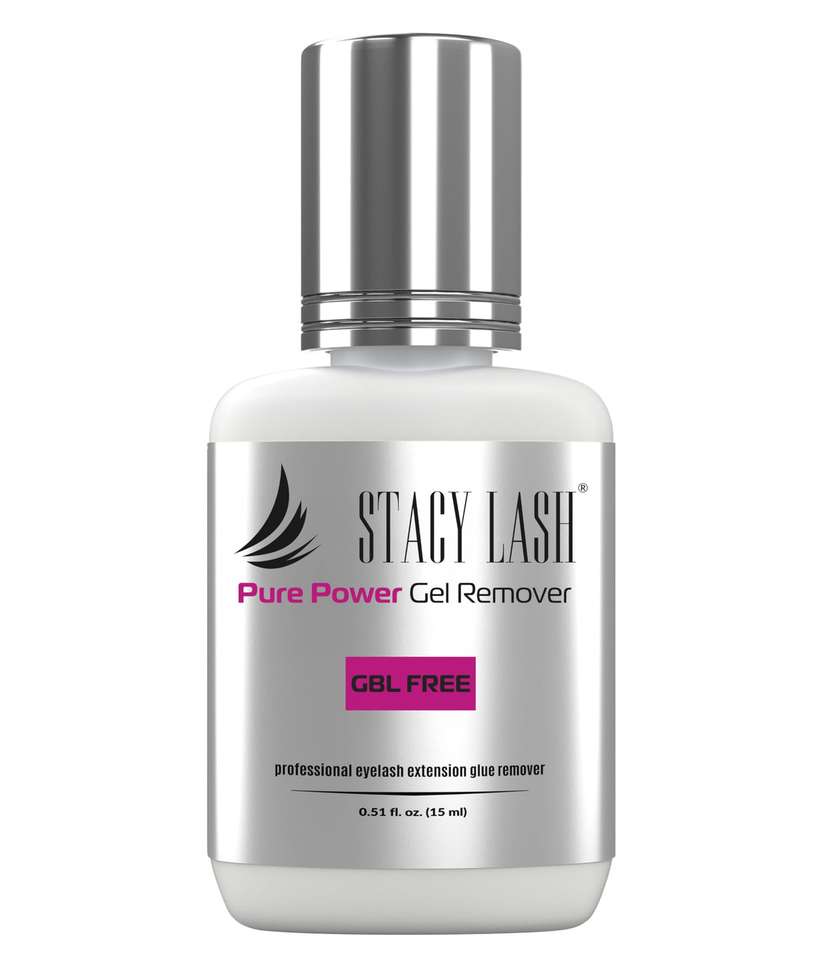 STACY LASH front bottle view showing professional 15ml remover for quick dissolving