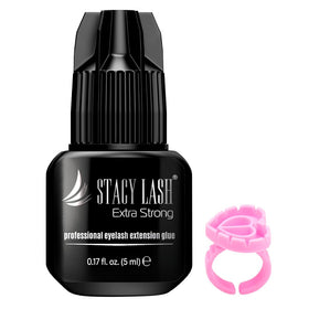 STACY LASH front packaging showing sealed professional black adhesive and branding for freshness