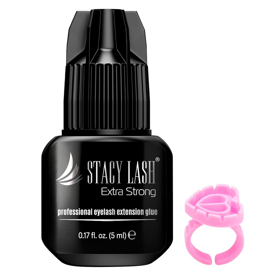 STACY LASH front packaging showing sealed professional black adhesive and branding for freshness